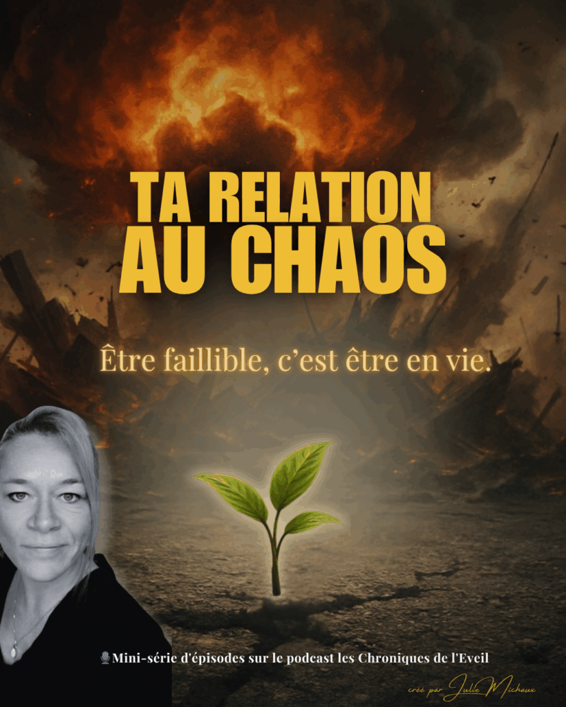 Mini série d'épisodes sur la relation au chaos quand tout s'effondre, que tu vis une perte de sens, une déconnexion à toi même. 5épisodes pour t'aider à explorer ce qu'il se joue en toi, et comment ne pas subir le chaos des autres, et te reconnecter à la paix.